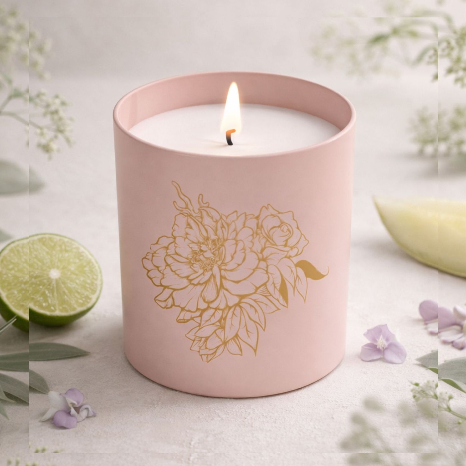 Rosa China hibiscus floral luxury soy Viviana candle by Scentvironment